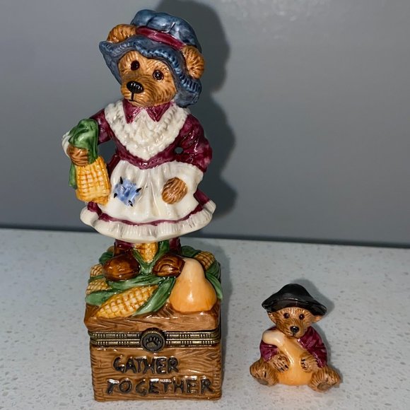 Vintage 1999 Boyds Bear THANKSGIVING Trinket Box - Picture 1 of 9